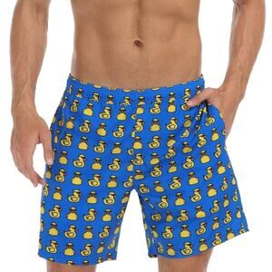 LRD Men's Gangsta Ducks Compression Lined 7" Inseam Swim Trunks Shorts Large